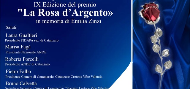 FIDAPA e ANDE, mercoledì 7 giugno a Catanzaro la nona edizione del Premio “La Rosa d’Argento” in memoria di  Emilia Zinzi