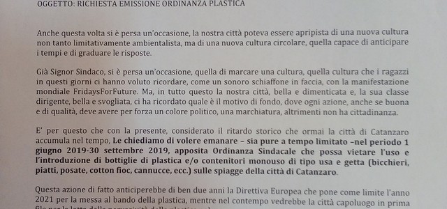 I Quartieri chiedono al sindaco un'ordinanza anti-plastica