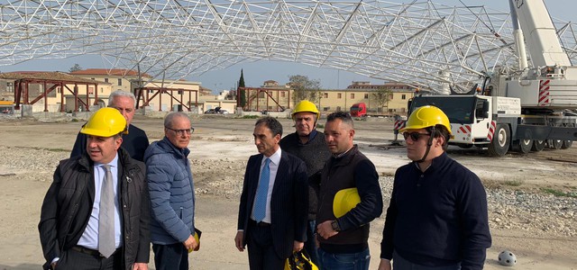 Sopralluogo del sindaco Abramo sul cantiere dell'Ente Fiera