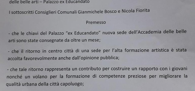 Interrogazione di Cambiavento sull'Ex Educandato