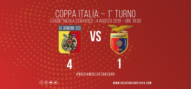 Coppa Italia, 1° Turno: il Catanzaro cala il poker alla Casertana